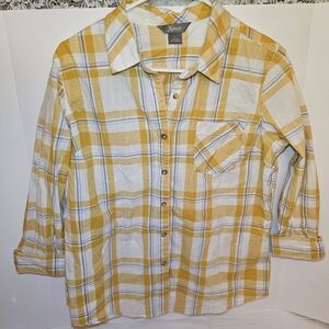 Natural Reflections Yellow and White Plaid Button Down Shirt